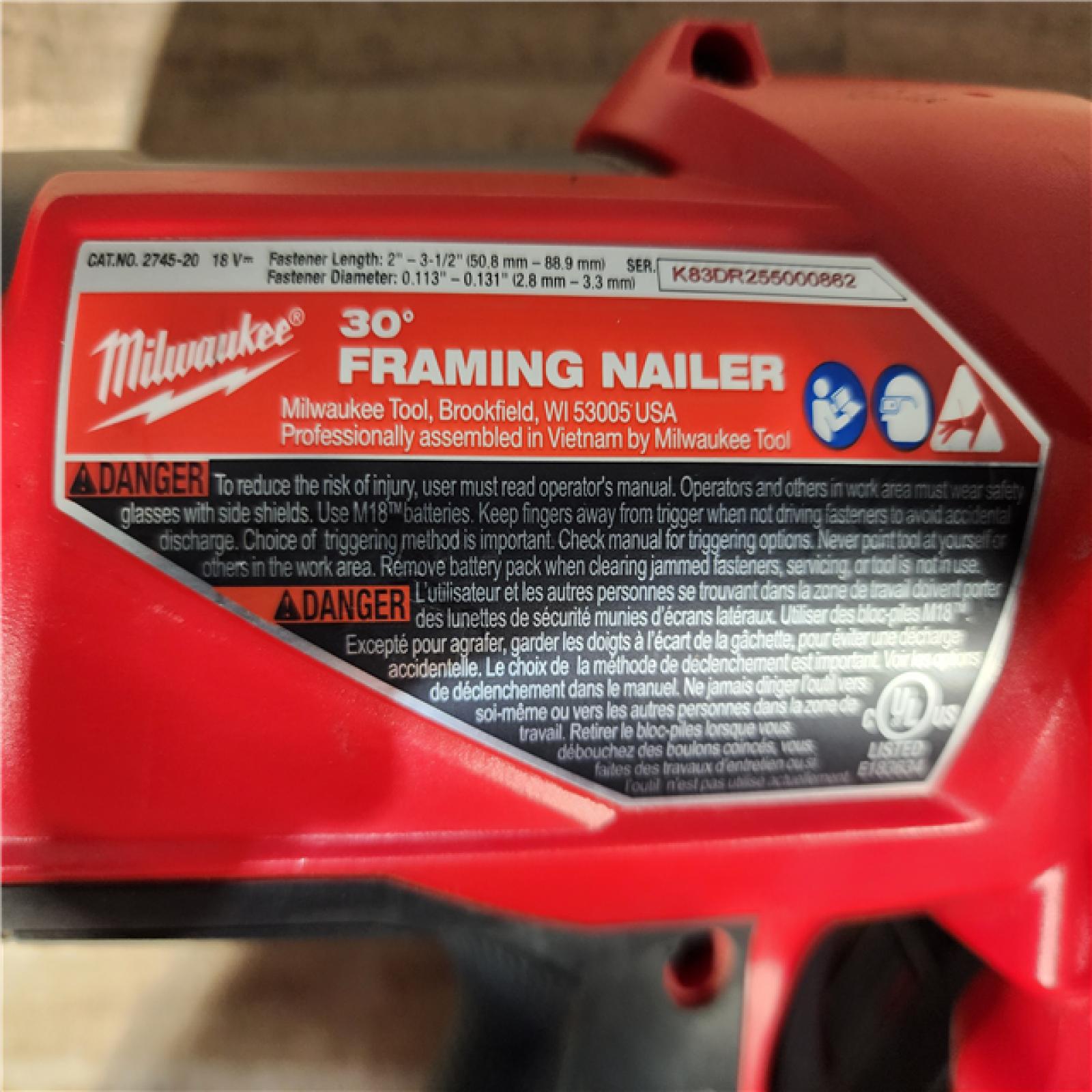 HOUSTON LOCATION - AS-IS Milwaukee FUEL 3-1/2 in. 18-Volt 30-Degree Lithium-Ion Brushless Cordless Framing Nailer (Tool-Only)