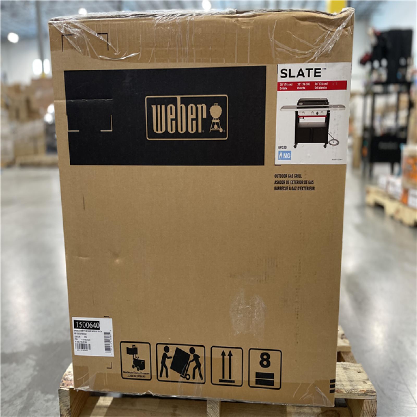 DALLAS LOCATION -WEBER Slate Rust-Resistant Griddle 3-Burner Natural Gas 30 in. Flat Top Grill in Black with Thermometer and Closed Cabinet