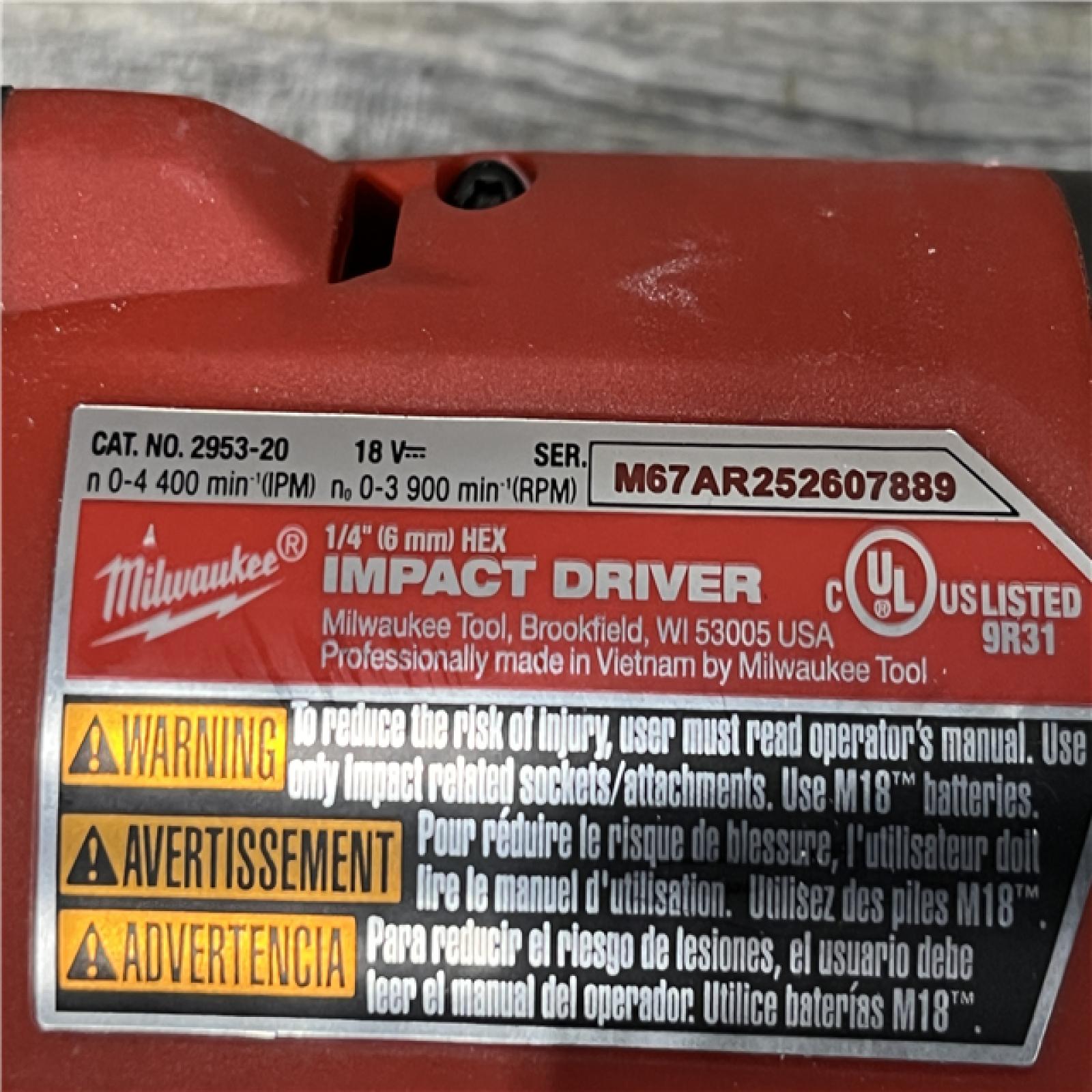 AS-IS Milwaukee FUEL 18V Lithium-Ion Brushless Cordless 1/4 in. Hex Impact Driver Kit