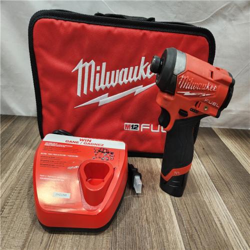 AS-IS- Milwaukee M12 FUEL 12-Volt Lithium-Ion Brushless Cordless 1/4 in. Hex Impact Driver Compact Kit