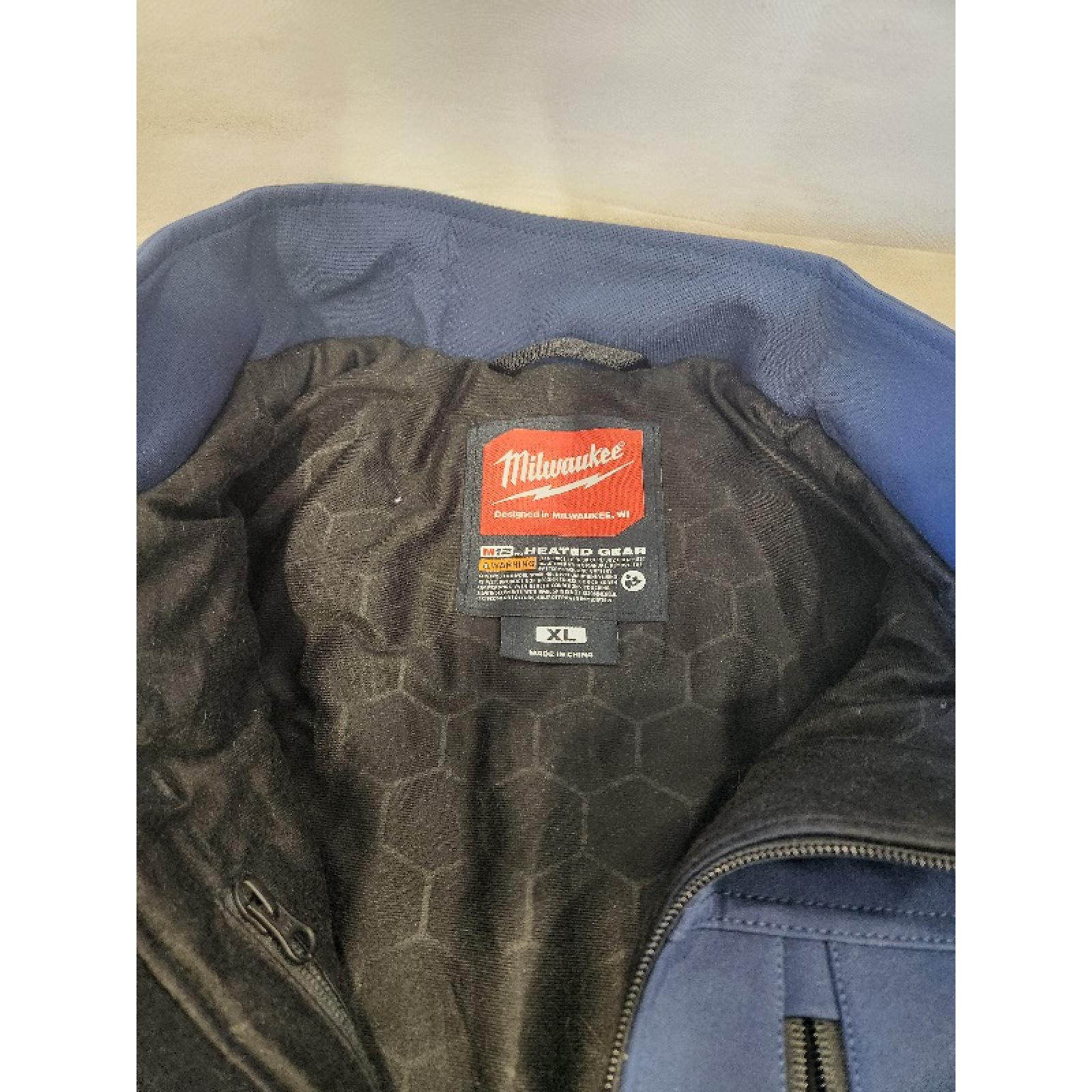 AS-IS- Men's X-Large M12 12-Volt Lithium-Ion Cordless Tough Shell Navy Blue Heated Jacket with (1) 3.0 Ah Battery and Charger