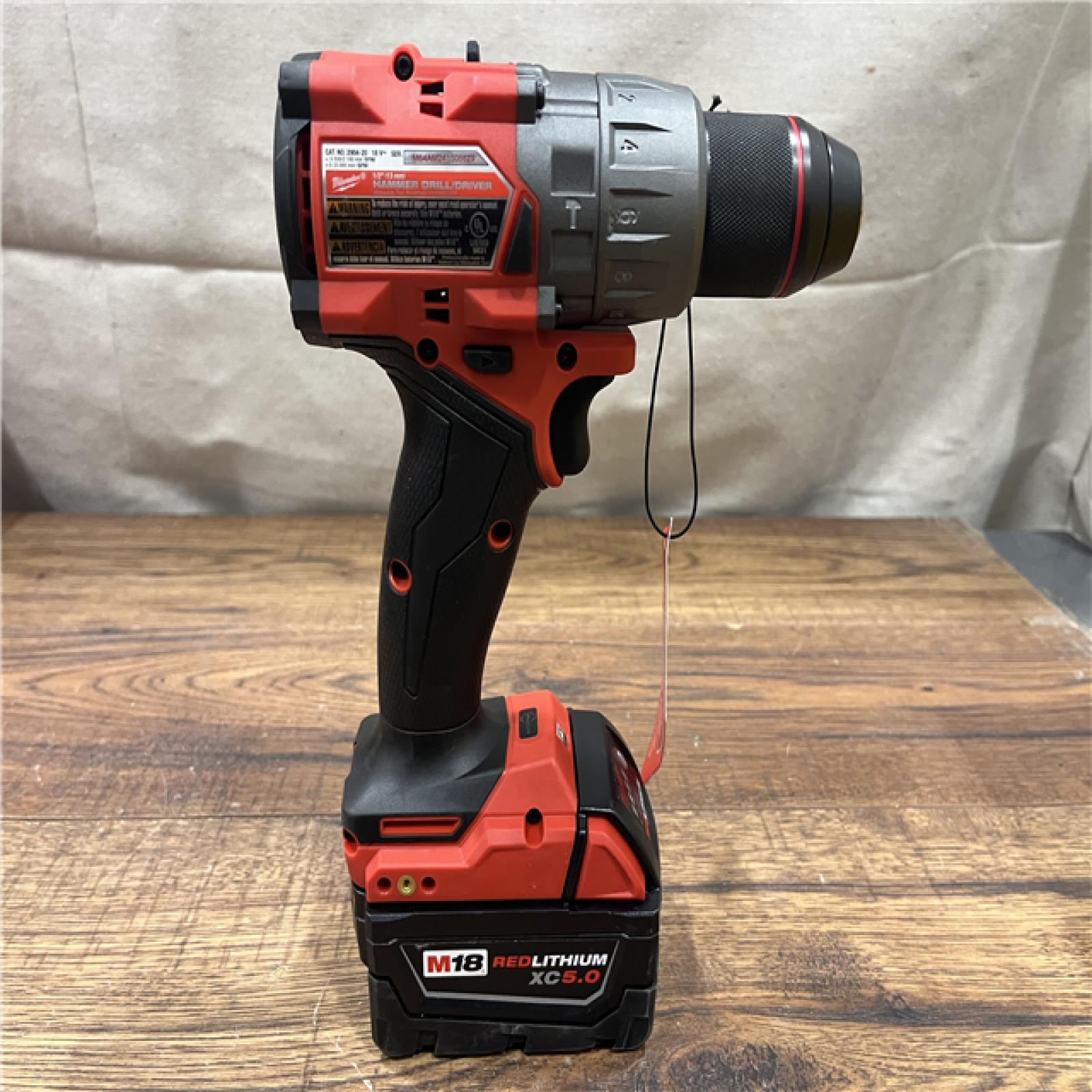 AS-IS Milwaukee 2904-22 Hammer Drill Driver Kit with Batteries  Charger & Tool Case  Red