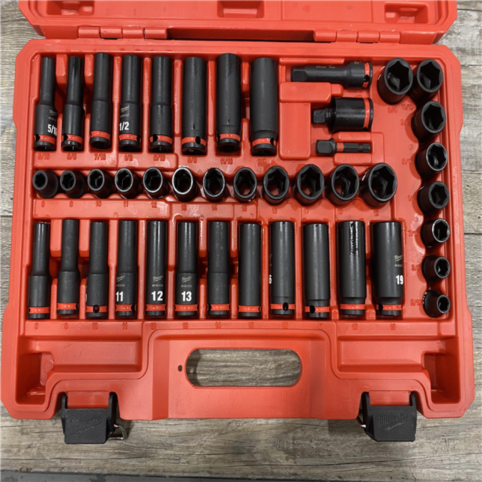 AS-IS Milwaukee SHOCKWAVE 3/8 in. Drive SAE and Metric 6 Point Impact Socket Set (43-Piece)