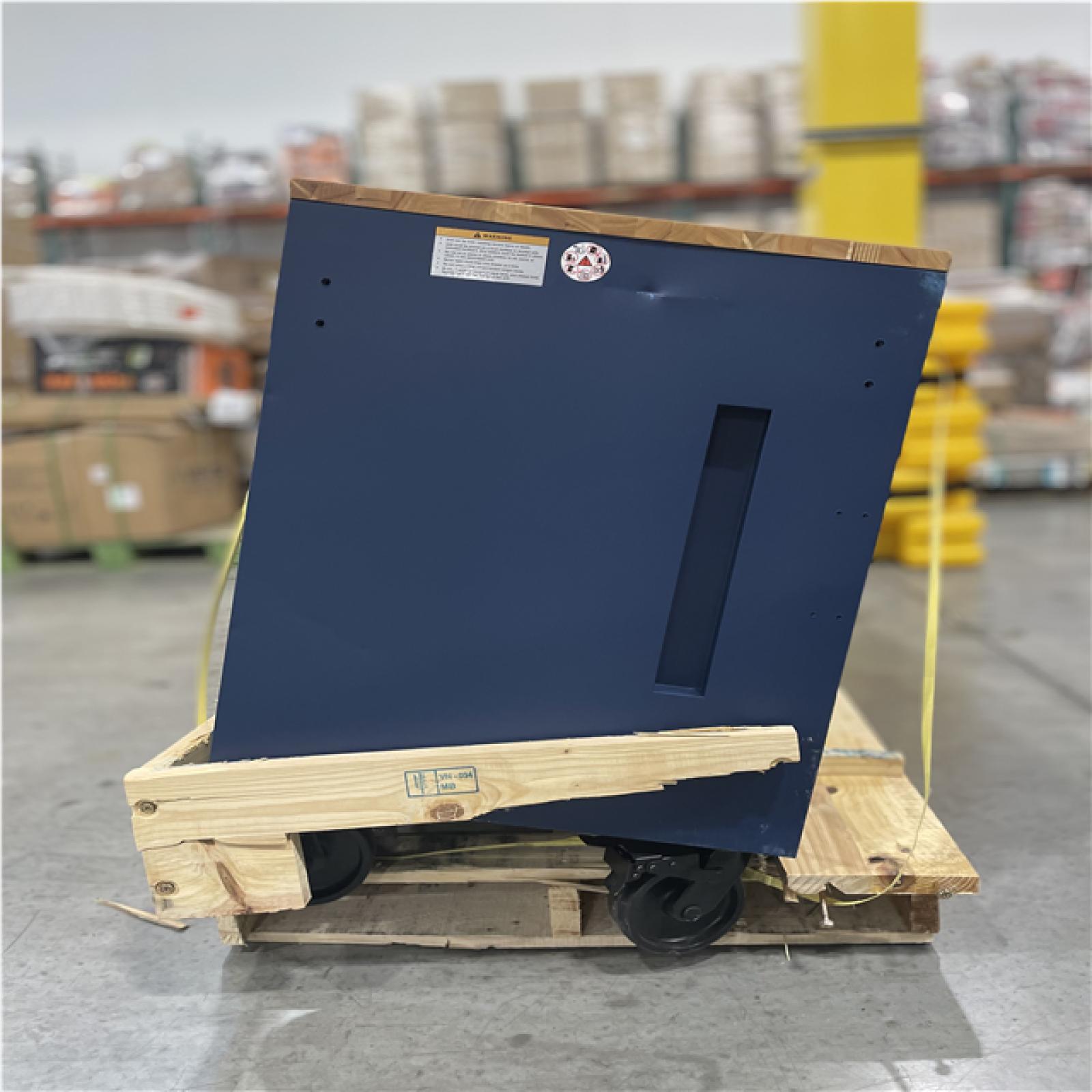 DALLAS LOCATION- AS-IS HUSKY 72 in. W x 24 in. D Heavy Duty 18-Drawer Adjustable Height Mobile Workbench (MATTE BLUE/WOODTOP)