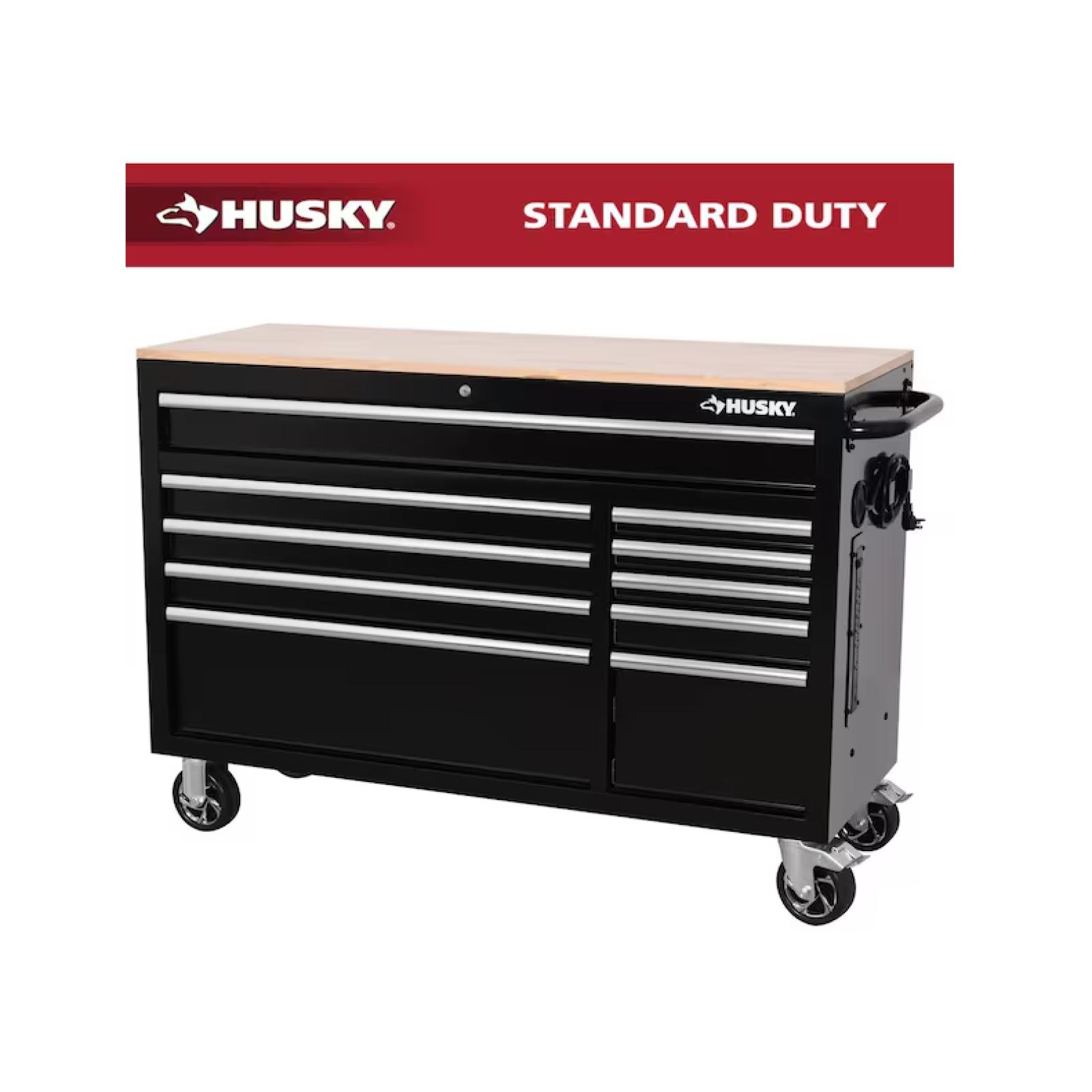DALLAS LOCATION -  Husky Modular Tool Storage 52 in. W x 20 in. D Standard Duty Black Mobile Workbench Cabinet