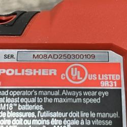 AS-IS Milwaukee FUEL Brushless Cordless 15mm Random Orbital Polisher Kit