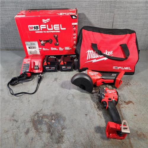 HOUSTON LOCATION - AS-IS M18 FUEL 18V Lithium-Ion Brushless Cordless Grinder & 3/8 in. Impact Wrench Combo Kit (2-Tool) W/ Two 5Ah Batteries