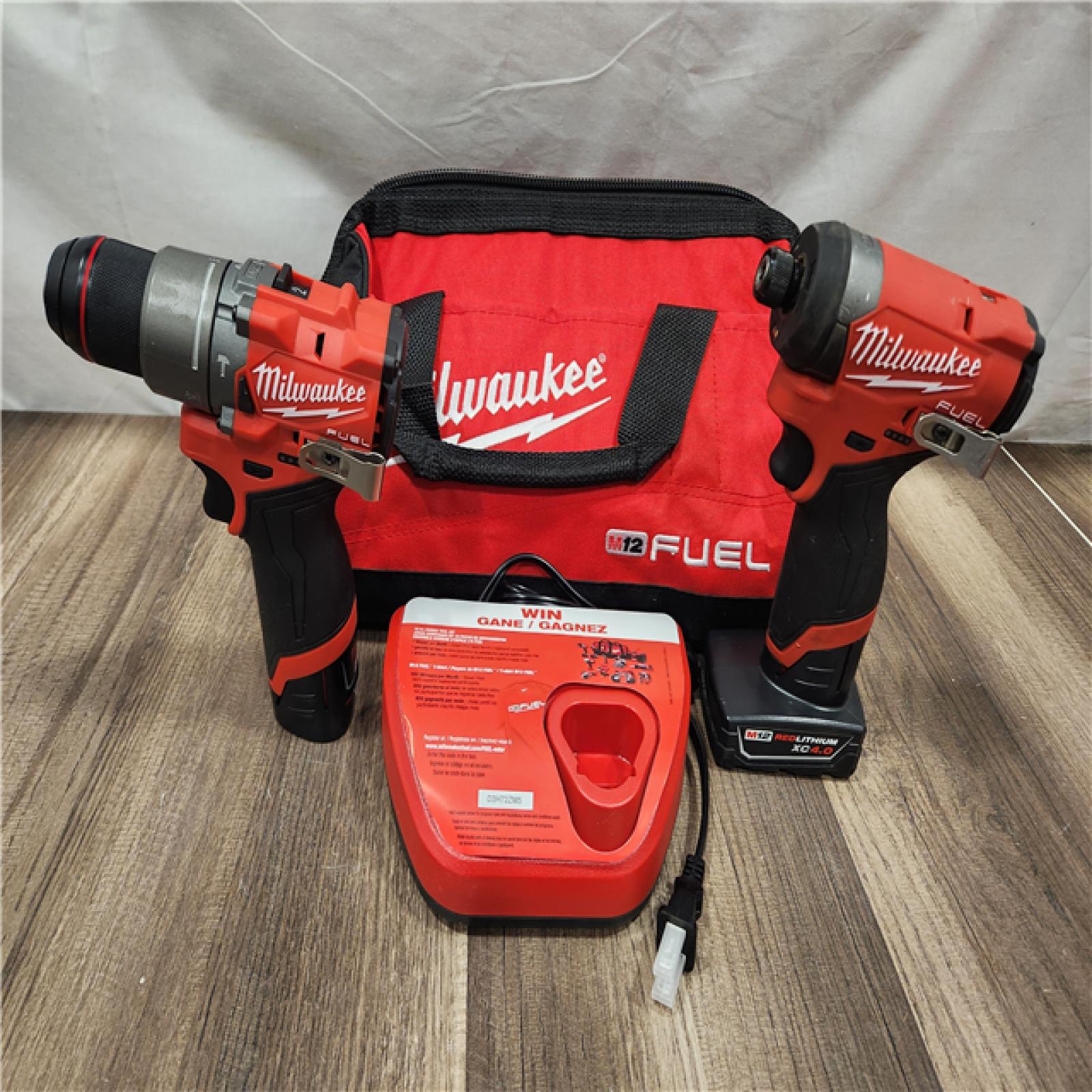 AS-IS- Milwaukee 12V Brushless Hammer Drill and Impact Driver Combo Kit