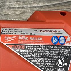 AS-IS Milwaukee  FUEL 18-Volt Lithium-Ion Brushless Cordless Gen II 18-Gauge Brad Nailer (Tool-Only)