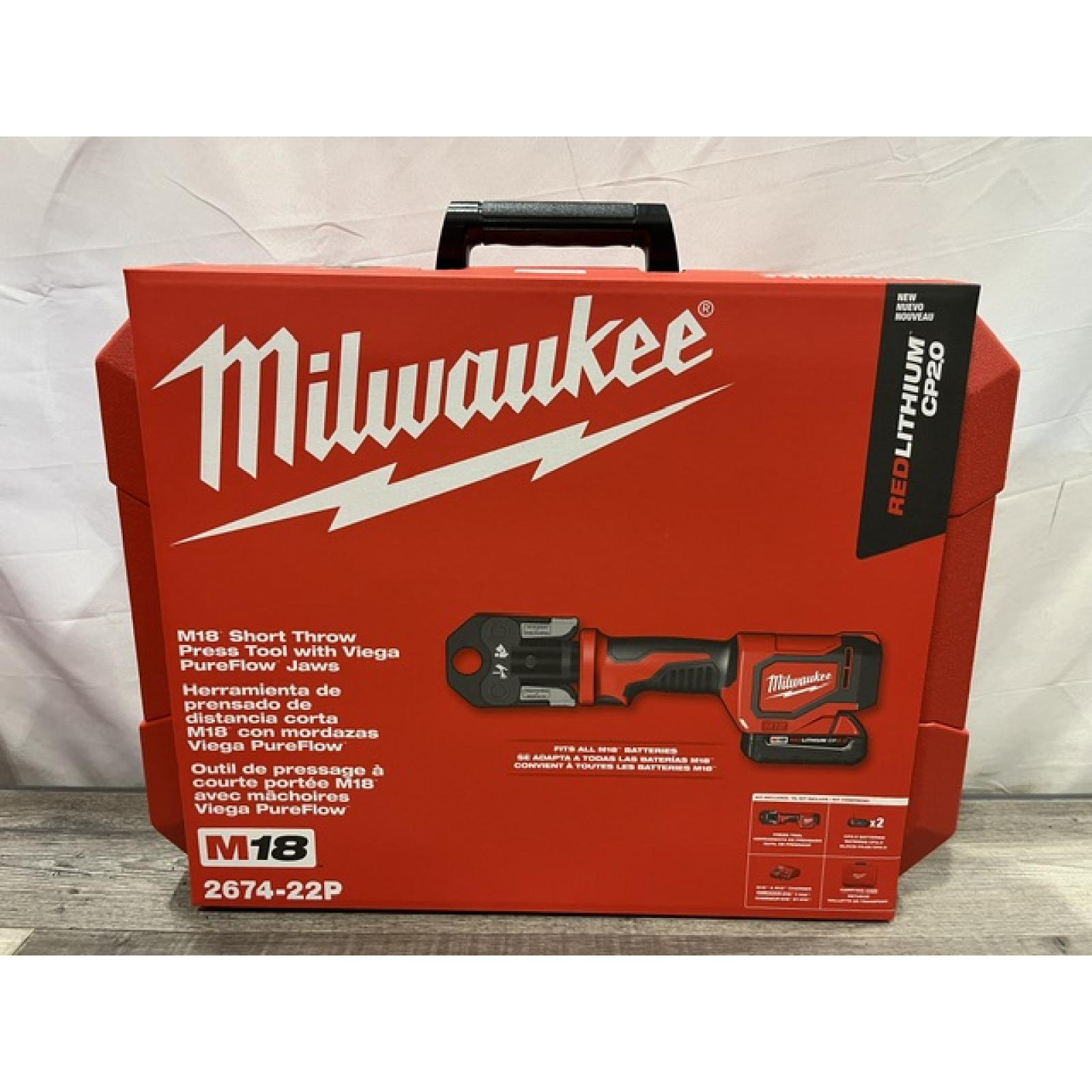 NEW - Milwaukee 18V Lithium-Ion Cordless Short Throw PEX Press Tool Kit