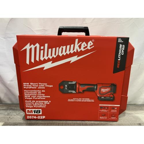 NEW - Milwaukee 18V Lithium-Ion Cordless Short Throw PEX Press Tool Kit