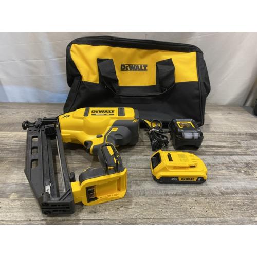 AS-IS DEWALT 20V MAX XR 16-Gauge Electric Cordless Angled Finishing Nailer Kit