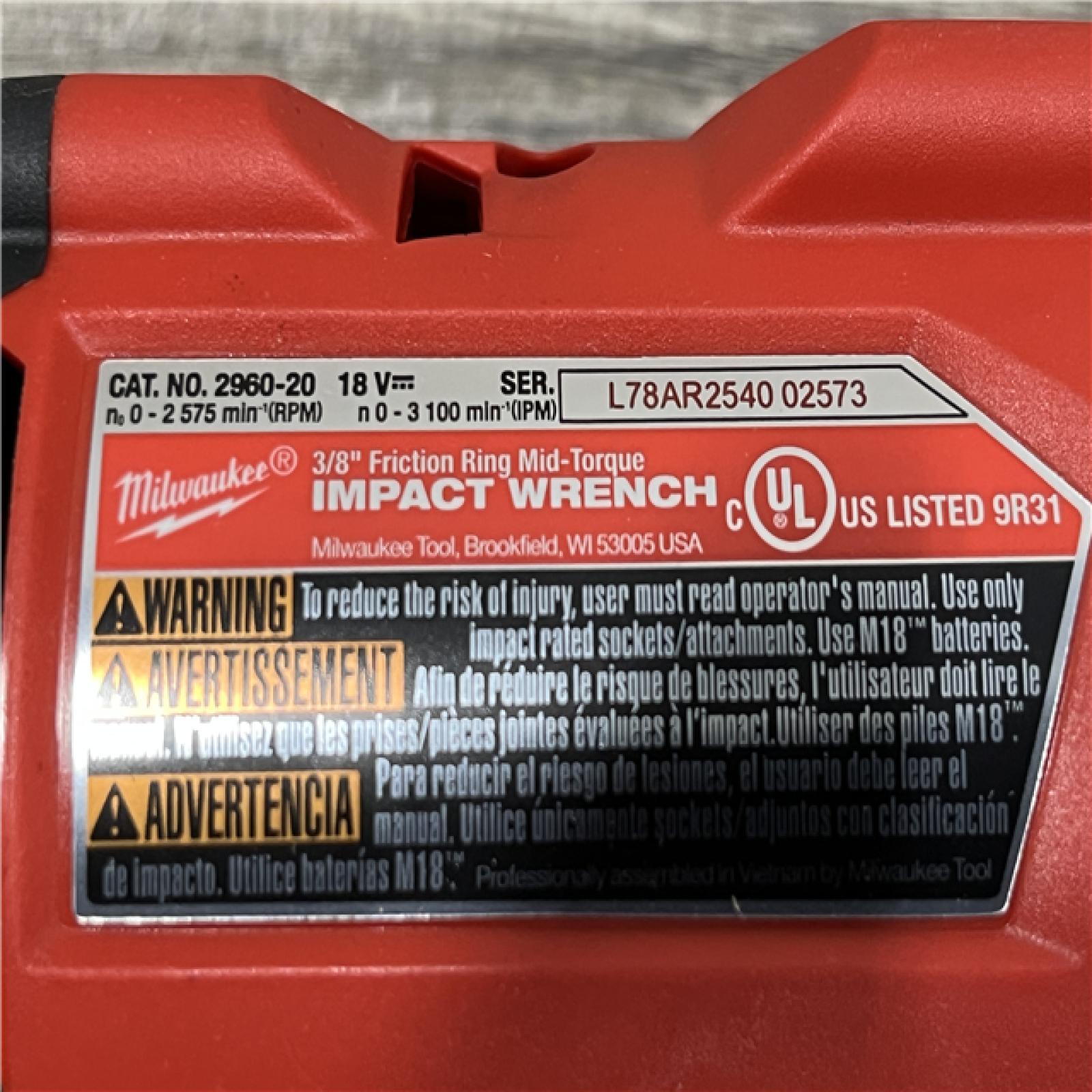 AS-IS Milwaukee FUEL GEN-2 18V Lithium-Ion Mid Torque Brushless Cordless 3/8 in. Impact Wrench with Friction Ring (Tool-Only)