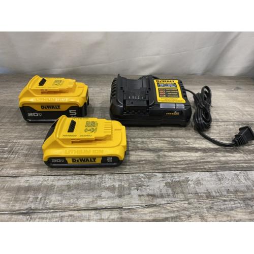 AS-IS DEWALT 20V MAX Lithium-Ion Battery Kit with 5.0Ah and 2.0Ah Battery and Charger
