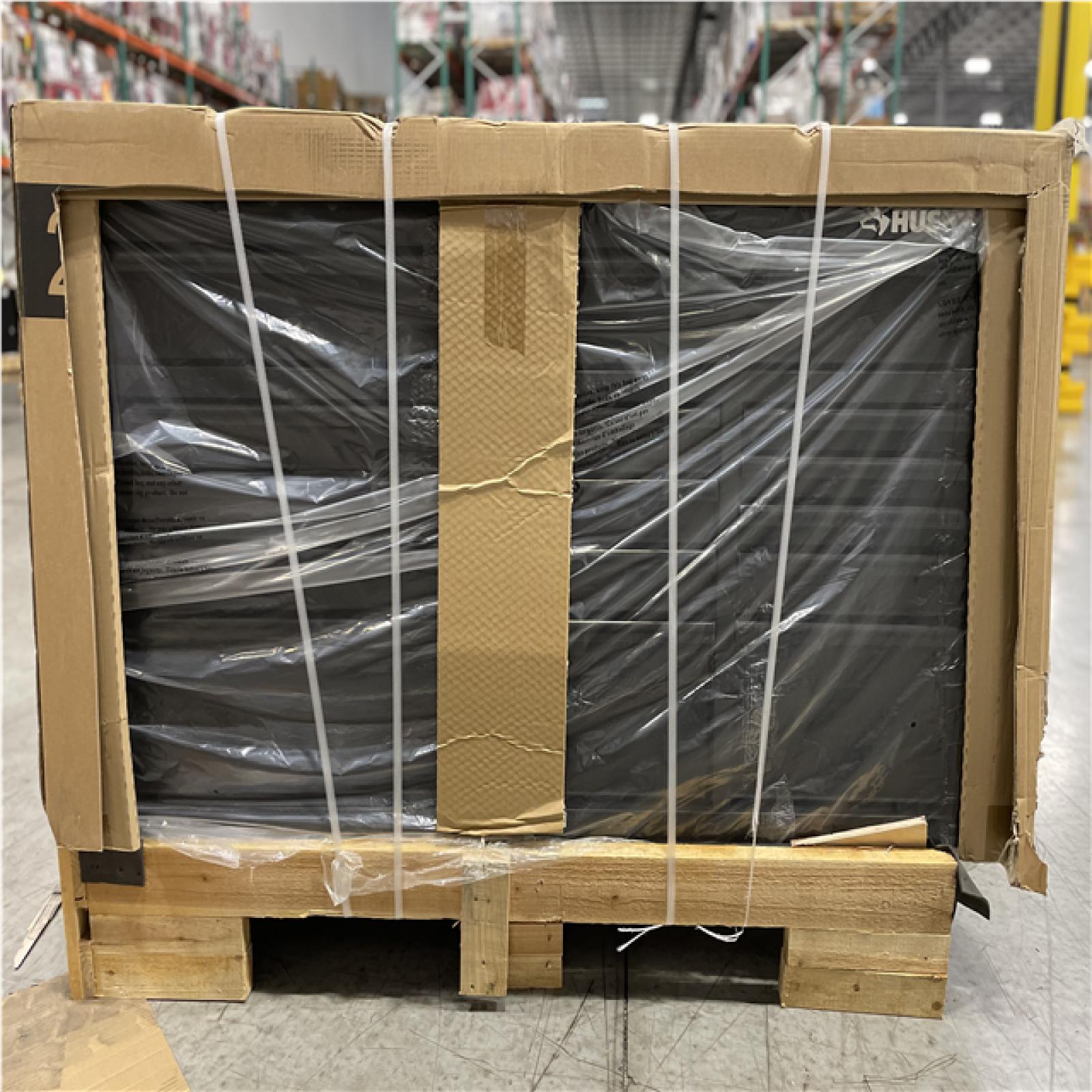DALLAS LOCATION - HUSKY  Heavy Duty 56 in. W x 27.6 in. D 10-Drawer Matte Black Mobile Workbench Cabinet with Wood Top  Pegboard and Top Cabinets