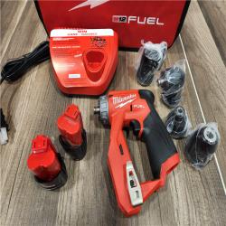 AS-IS Milwaukee M12 FUEL 12V Lithium-Ion Brushless Cordless 4-in-1 Installation 3/8 in. Drill Driver Kit with 4-Tool Heads