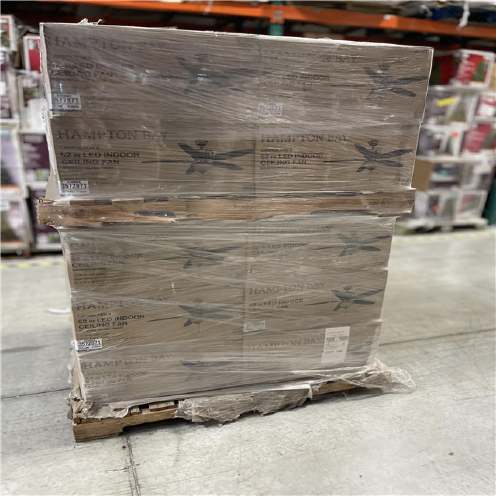 DALLAS LOCATION - Hampton Bay Carrolton II 52 in. LED Indoor Brushed Nickel Ceiling Fan with Light Kit PALLET-(30 UNITS)