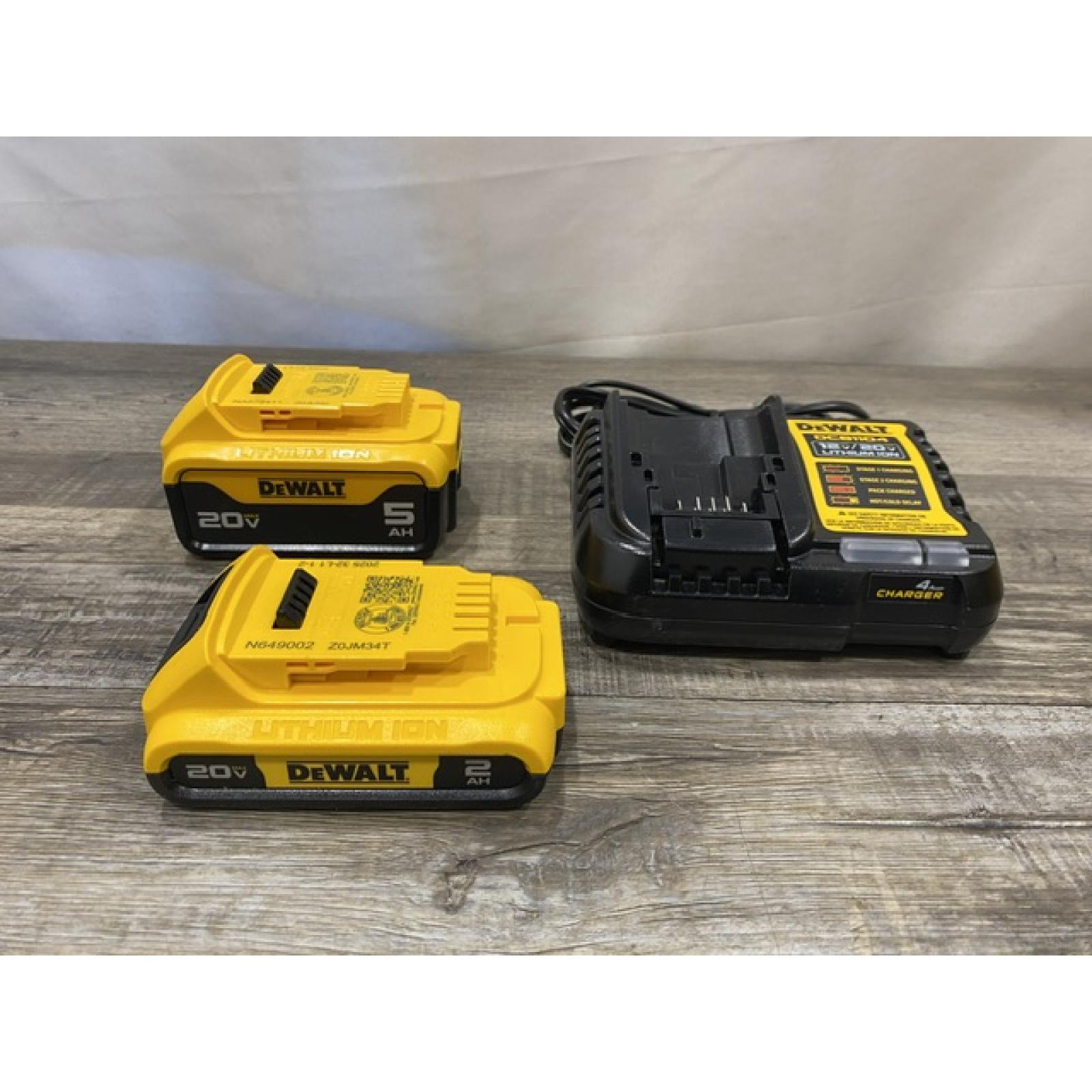 AS-IS DEWALT 20V MAX Lithium-Ion Battery Kit with 5.0Ah and 2.0Ah Battery and Charger