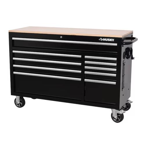 DALLAS LOCATION- Husky Modular Tool Storage 52 in. W x 20 in. D Standard Duty Black Mobile Workbench Cabinet
