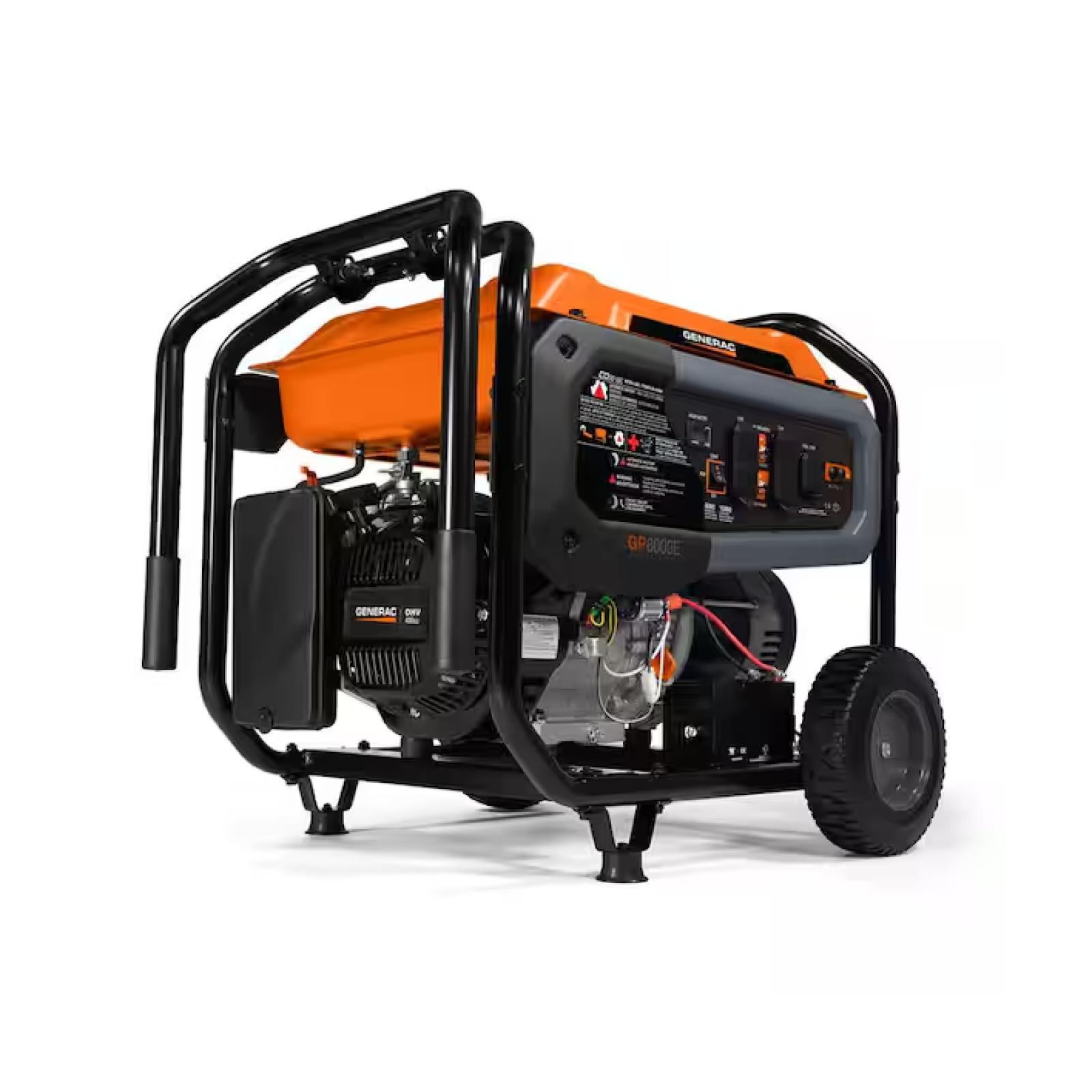 DALLAS LOCATION - Generac 10000 / 8000-Watt Electric Start Gasoline Powered Portable Generator w/ COSense and 3 ft. Adapter Cord Included-GP8000E