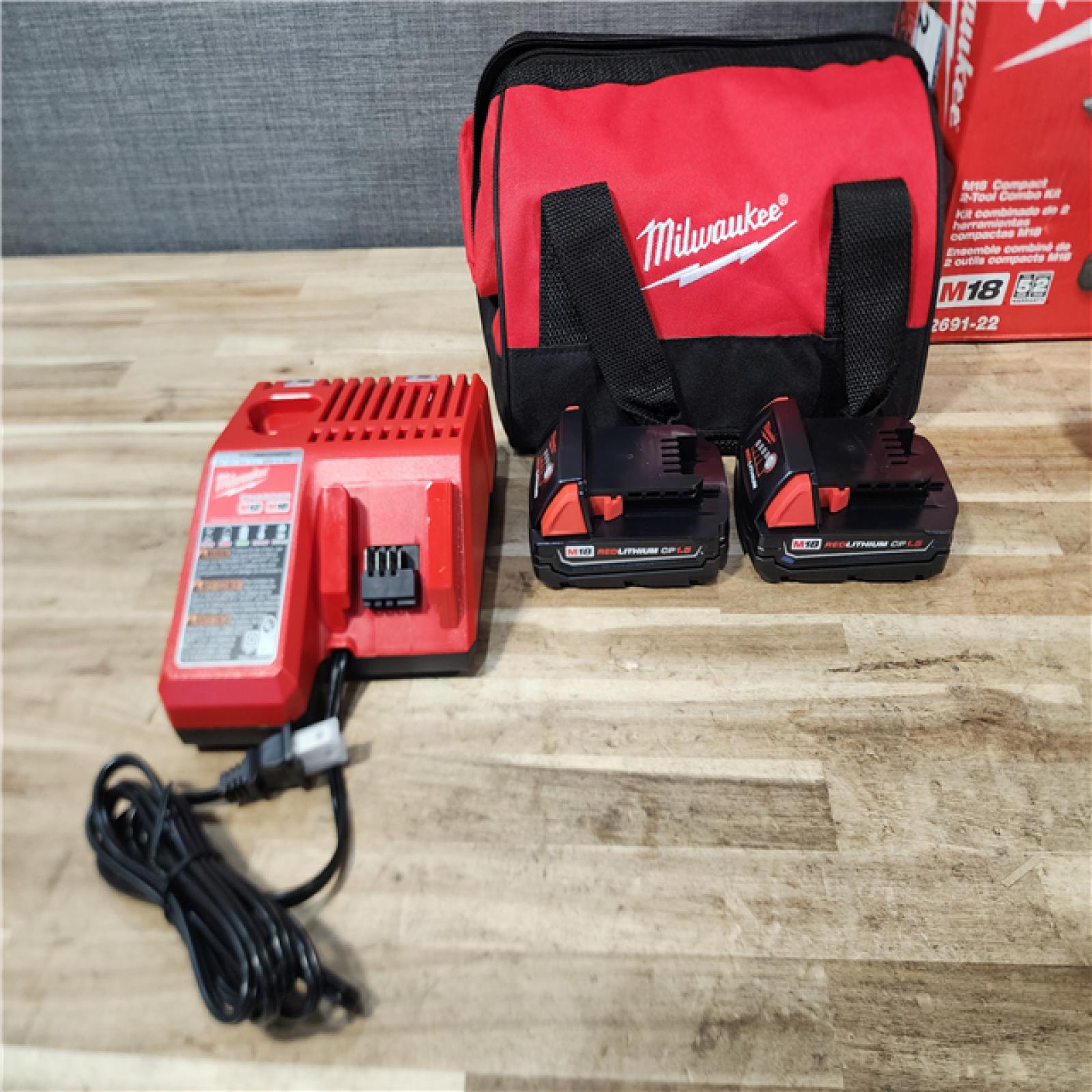 HOUSTON LOCATION - AS-IS Milwaukee 18V Lithium-Ion Cordless Drill Driver/Impact Driver Combo Kit