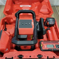 LIKE NEW! Milwaukee M18 2000 Ft. Red Exterior Rotary Laser Level Kit with Receiver, Receiver Clamp, Tripod, and Grade Rod