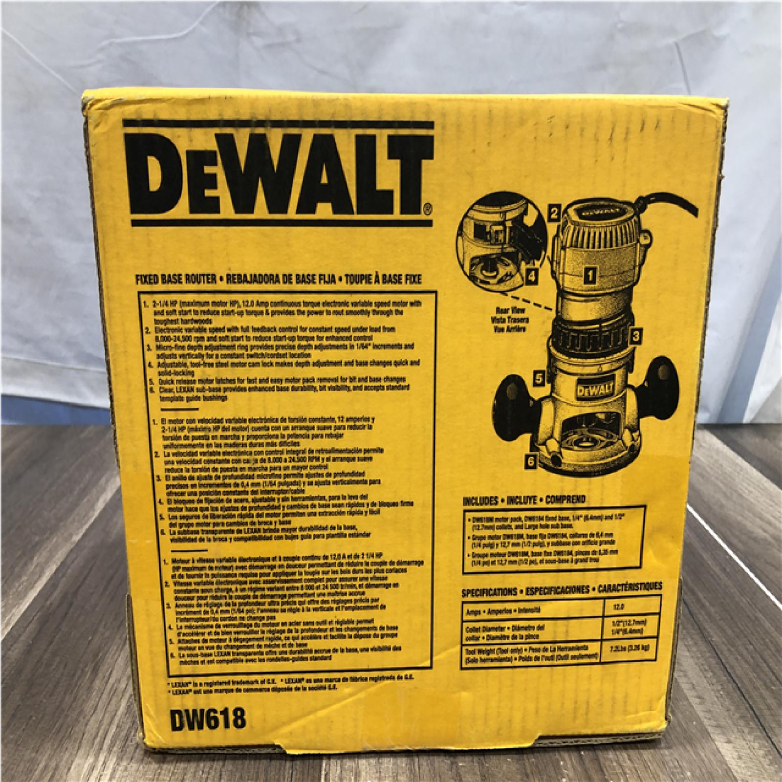 NEW- DEWALT 12 Amp Corded 2-1/4 Horsepower Electronic Variable Speed Fixed Base Router with Soft Start