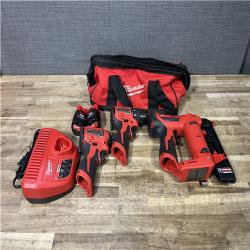 Houston Locations AS-IS Milwaukee Drill Driver and Impact Driver and Pin Nailer and Batteries QTY/2 with Charger