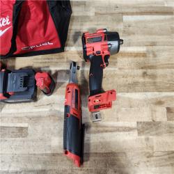 HOUSTON LOCATION - AS - IS M18 FUEL 18V Cordless Mid Torque 1/2 in. Impact Wrench W/ M12 FUEL 3/8 in. Ratchet & Battery/Charger Combo Kit