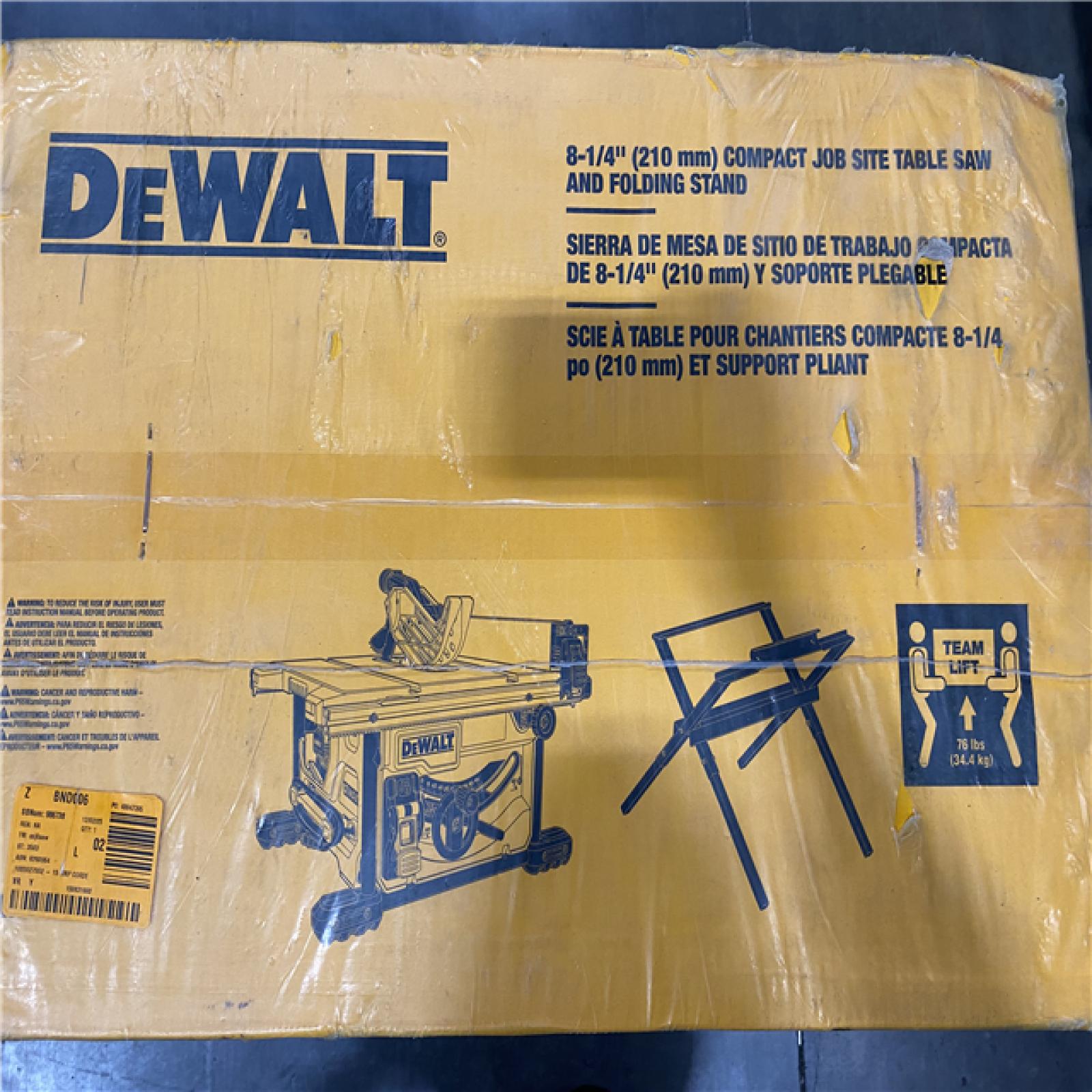 NEW- DEWALT 15 Amp Corded 8-1/4 in. Compact Jobsite Tablesaw with Compact Table Saw Stand