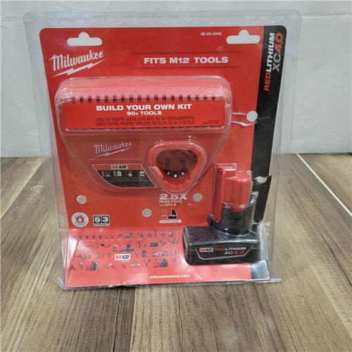 AS-IS Milwaukee M12 12-Volt Lithium-Ion XC Battery Pack 4.0 Ah and Charger Starter Kit