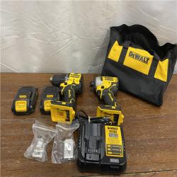 AS-IS Dewalt DCK225D2 20V MAX ATOMIC Brushless Compact Lithium-Ion 1/2 in. Cordless Drill Driver and 1/4 in. Impact Driver Combo Kit with 2 Batteries 2 Ah