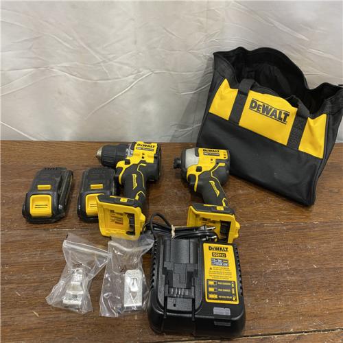 AS-IS Dewalt DCK225D2 20V MAX ATOMIC Brushless Compact Lithium-Ion 1/2 in. Cordless Drill Driver and 1/4 in. Impact Driver Combo Kit with 2 Batteries 2 Ah