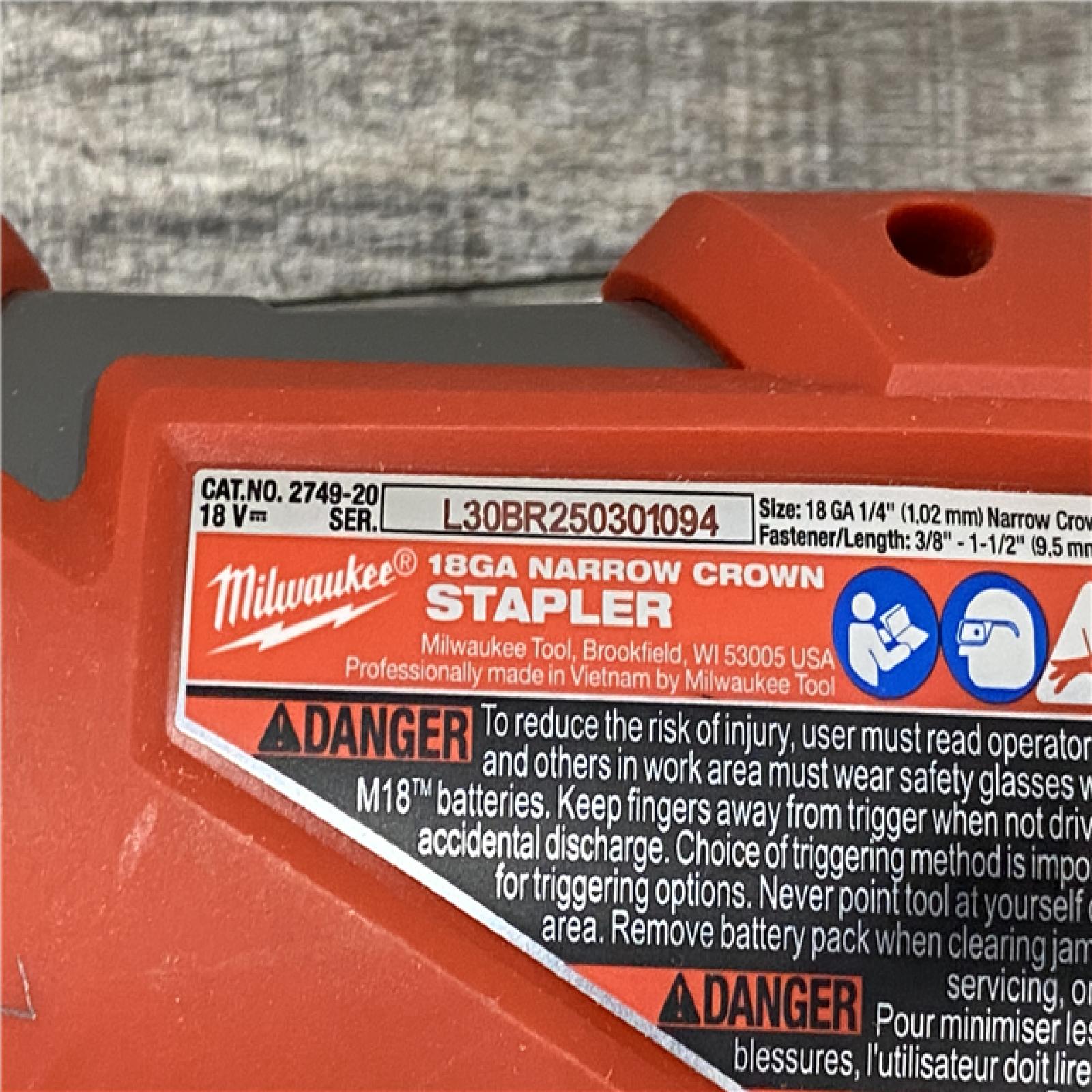 AS-IS Milwaukee FUEL 18-Volt Lithium-Ion Brushless Cordless 18-Gauge 1/4 in. Narrow Crown Stapler (Tool-Only)