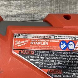 AS-IS Milwaukee FUEL 18-Volt Lithium-Ion Brushless Cordless 18-Gauge 1/4 in. Narrow Crown Stapler (Tool-Only)