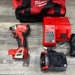 AS-IS Milwaukee 18V Lithium-Ion Compact Brushless Cordless 1/4 in. Impact Driver Kit