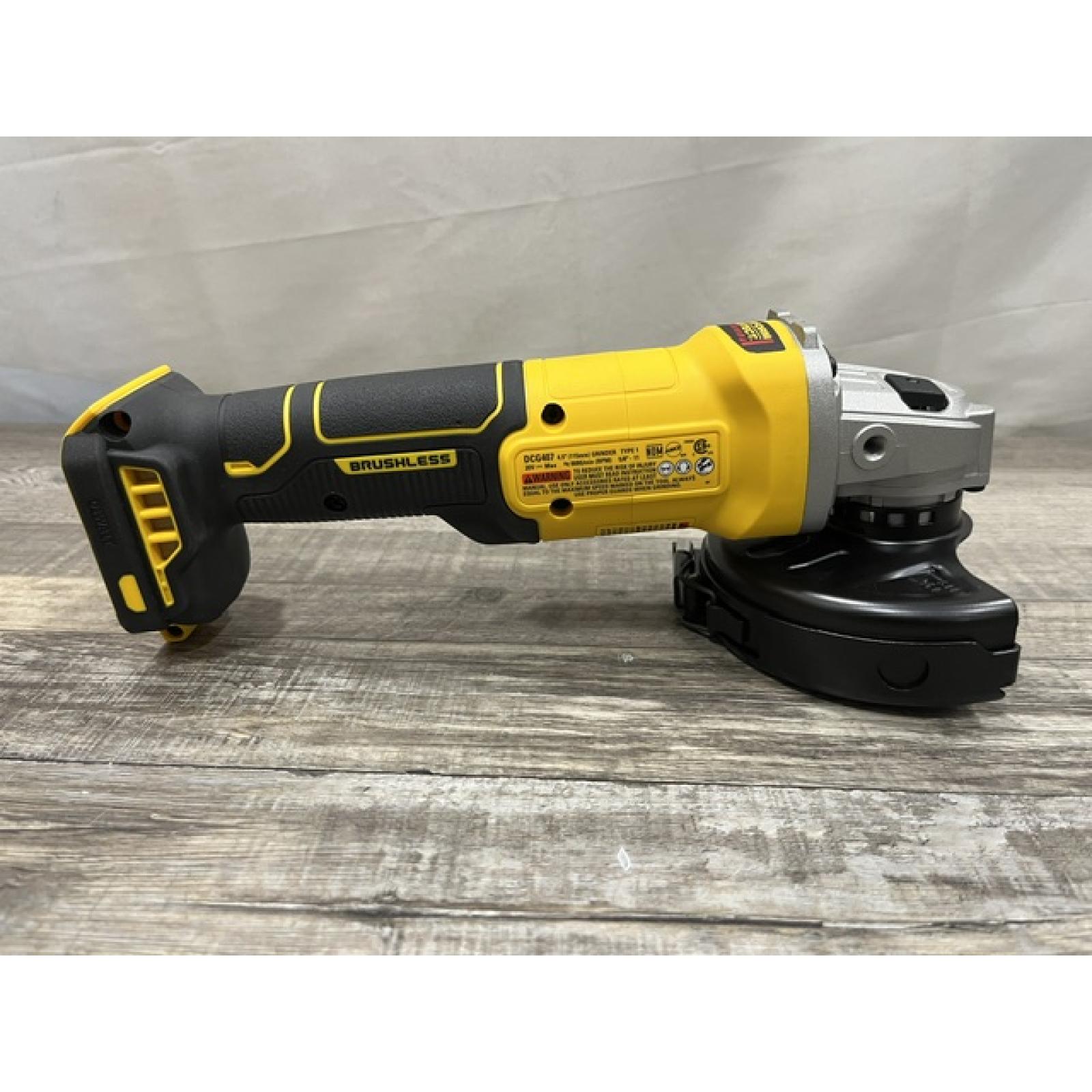AS-IS DEWALT 20-Volt MAX Cordless Brushless 4-1/2 in. Angle Grinder with Slide Switch (Tool Only)