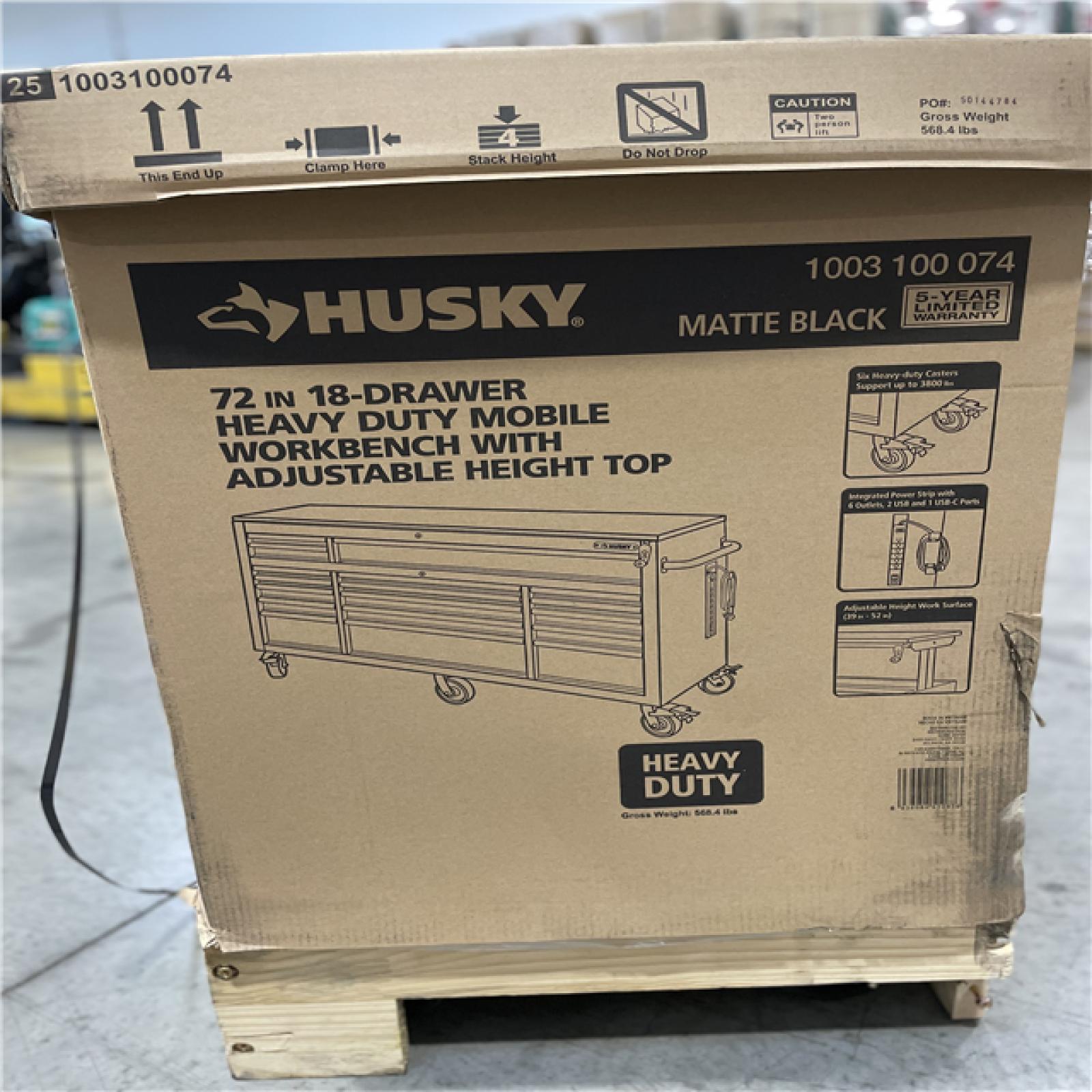 DALLAS LOCATION- Husky 72 in. W x 24 in. D Heavy Duty 18-Drawer Mobile Workbench
