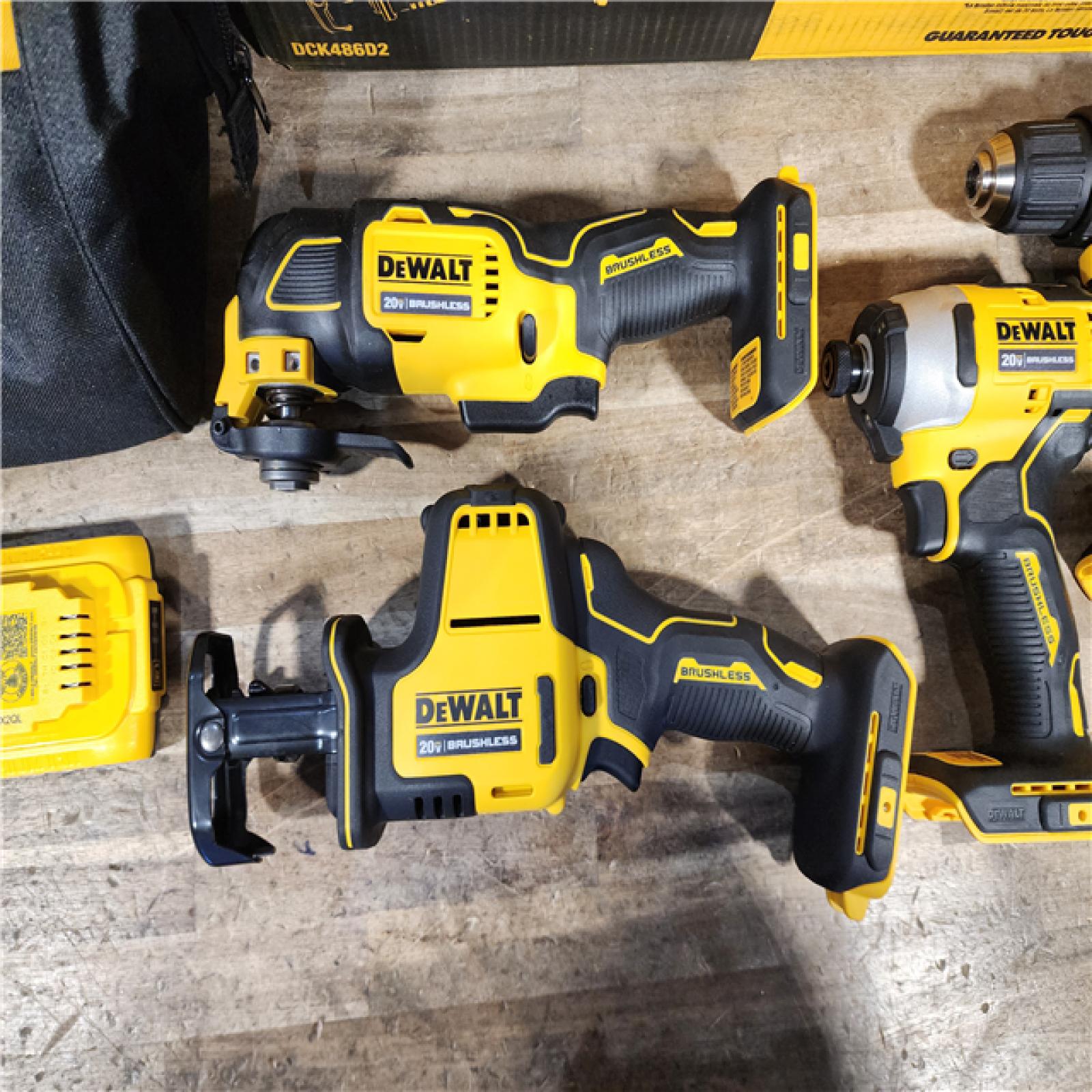 HOUSTON LOCATION - AS-IS DEWALT ATOMIC 20-Volt Lithium-Ion Cordless Brushless Combo Kit (4-Tool)