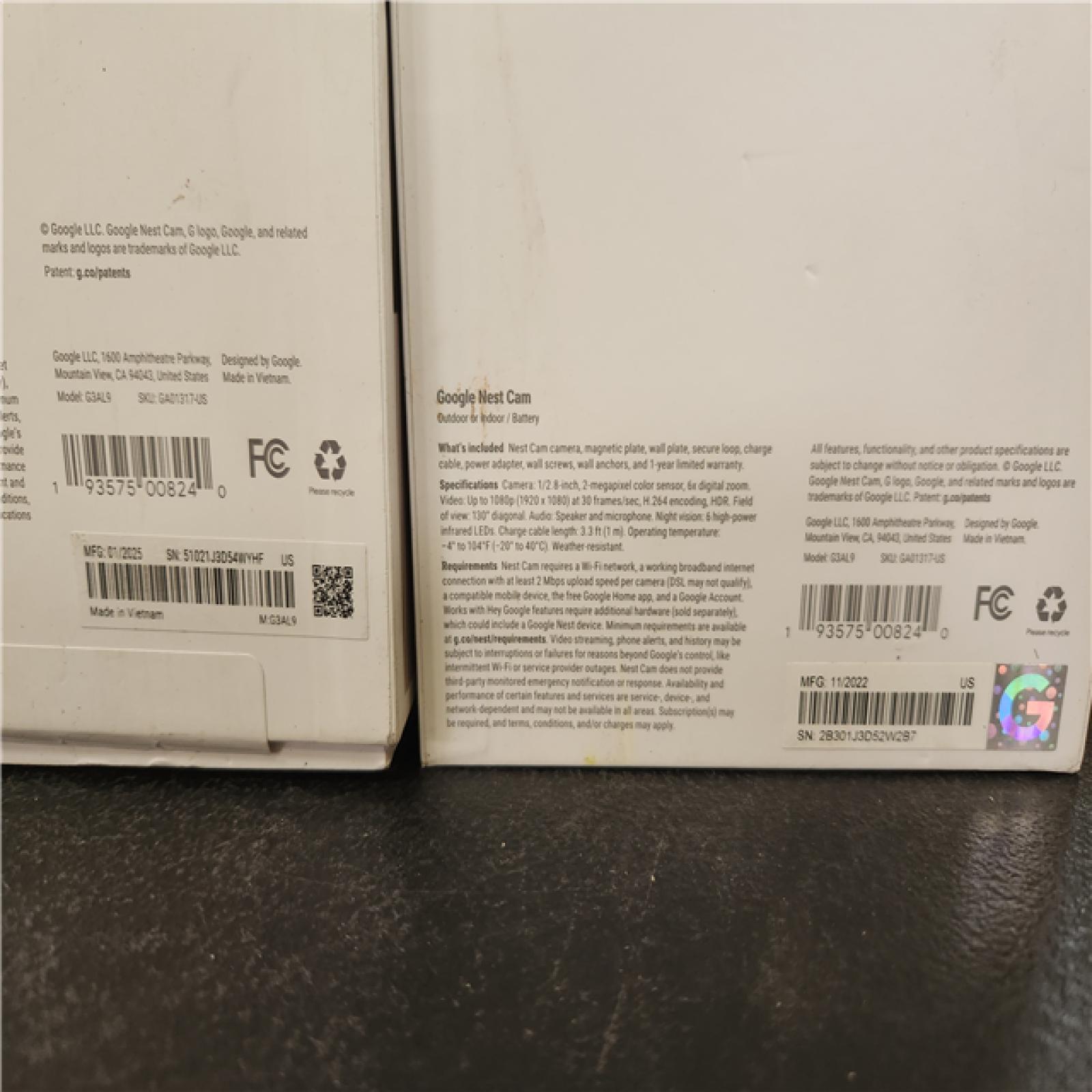 Phoenix AS-IS Google Nest Indoor/Outdoor Wireless Smart Security Camera (Battery) 2-Pack