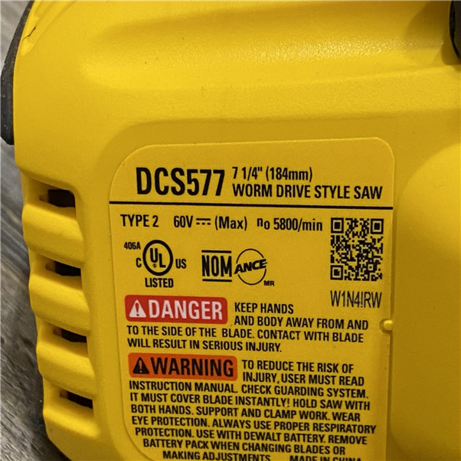 AS-IS DEWALT FLEXVOLT 60V MAX Cordless Brushless 7-1/4 in. Wormdrive Style Circular Saw (Tool Only)