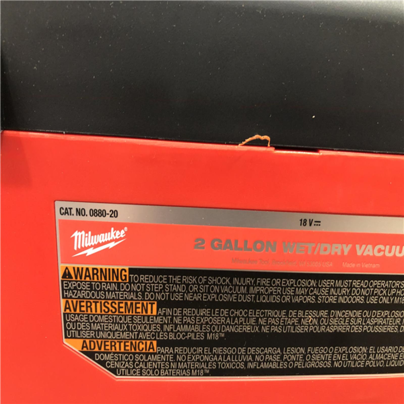 AS-IS Milwaukee 18-Volt 2 Gal. Lithium-Ion Cordless Wet/Dry Vacuum (Vacuum-Only)