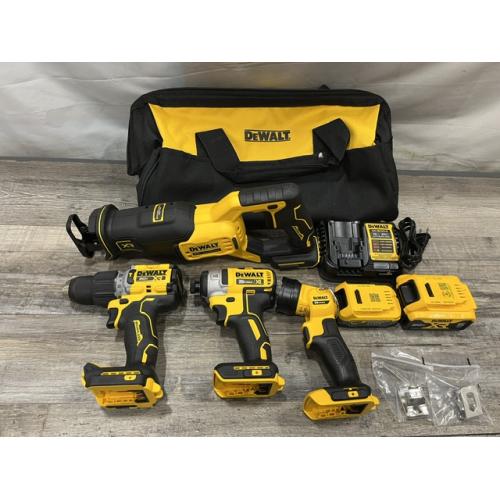 AS-IS Dewalt DCK449E1P1 20V MAX XR Brushless Lithium-Ion 4-Tool Combo Kit with (1) 1.7 Ah and (1) 5 Ah Battery