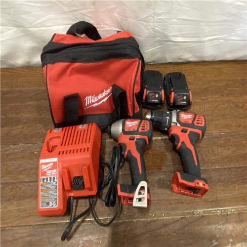 AS-ISMilwaukee M18 18V Cordless Brushed 2 Tool Drill/Driver and Impact Driver Kit