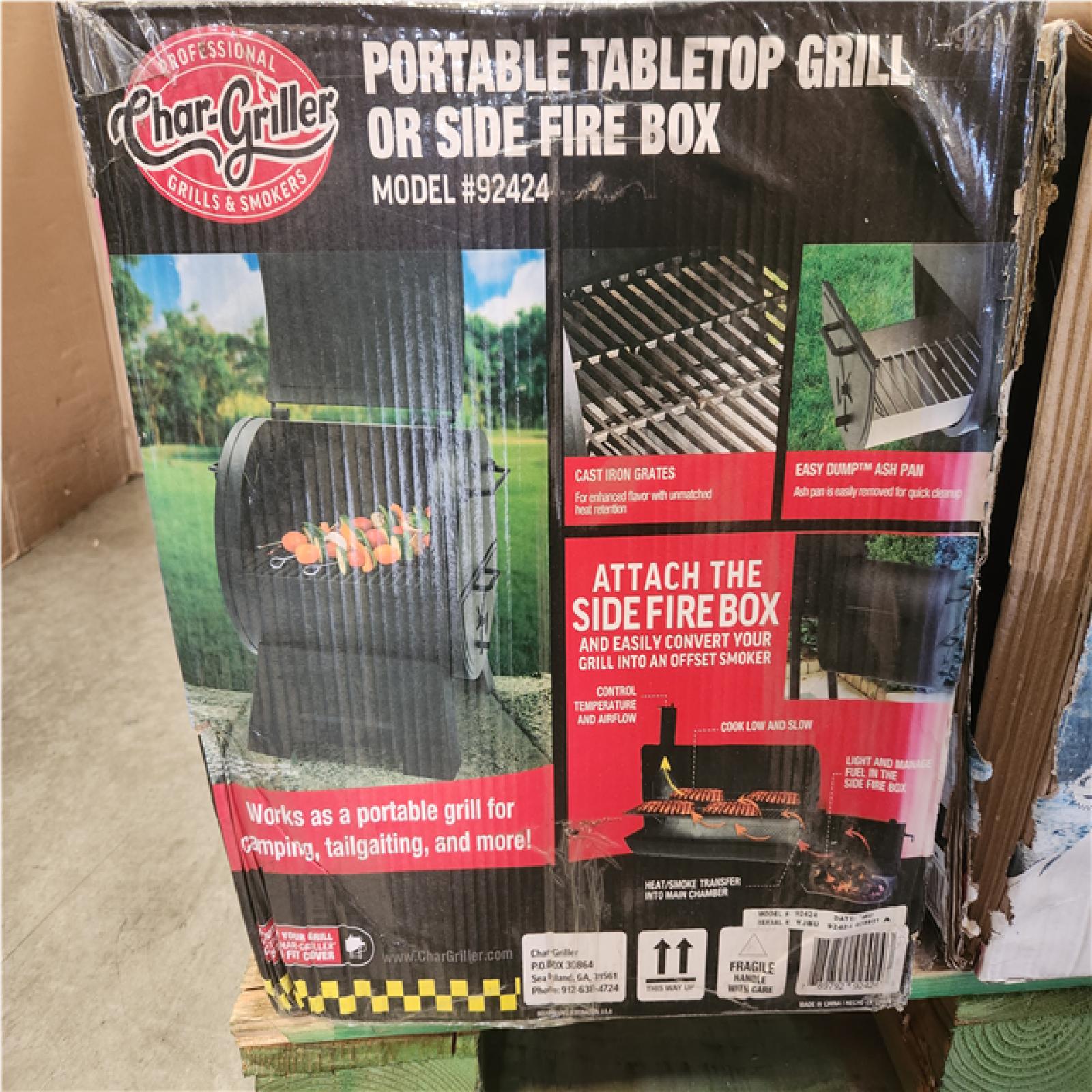 Phoenix NEW Pallet of Char-Griller Portable Charcoal Grill or Side Fire Box with Adjustable Air Vents  Heavy Duty - Black  of 7