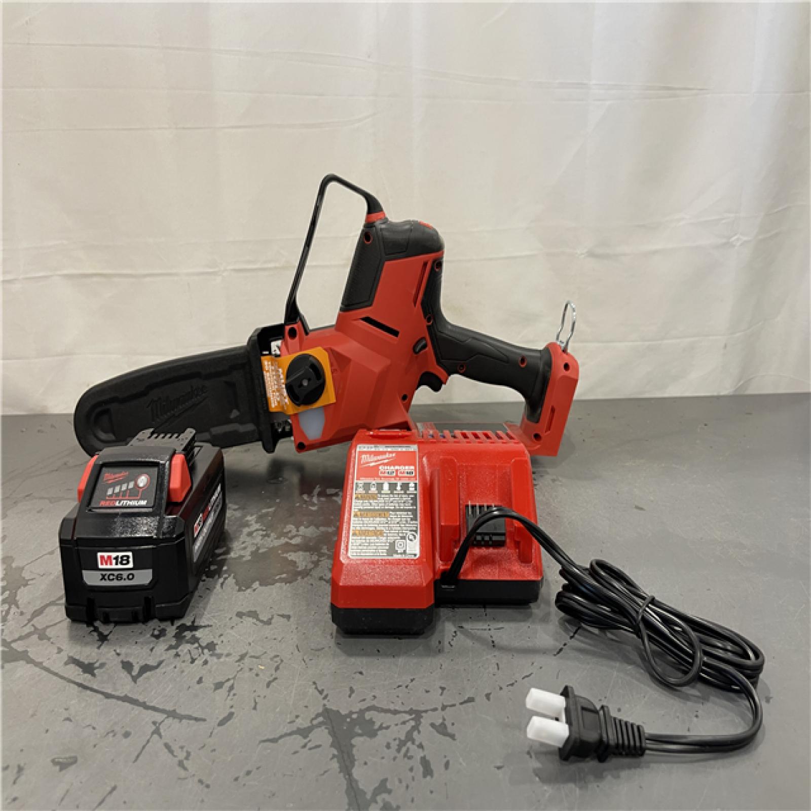 AS-IS- Milwaukee M18 FUEL 8 in. 18V Lithium-Ion Brushless HATCHET Pruning Saw Kit with 6Ah High Output Battery and Charger