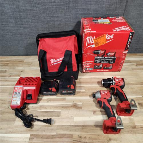 HOUSTON LOCATION - AS-IS Milwaukee 18-Volt Lithium-Ion Brushless Cordless Compact Hammer Drill/Impact Combo Kit