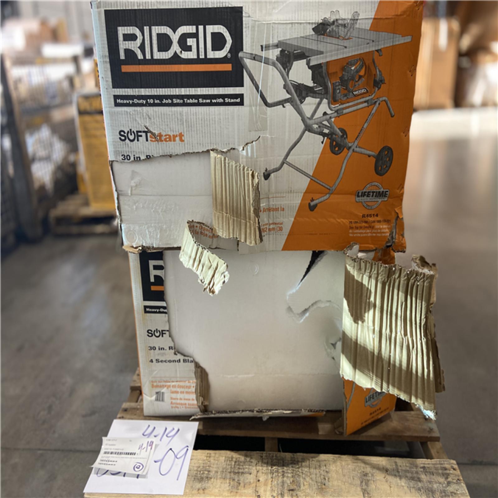 DALLAS LOCATION - RIDGID 15 Amp 10 in. Portable Corded Pro Jobsite Table Saw with Stand PALLET- (2 UNITS)