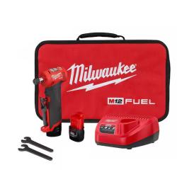 NEW! - Milwaukee M12 FUEL 12V Lithium-Ion Brushless Cordless 1/4 in. Right Angle Die Grinder Kit w/ (2) 2.0Ah Batteries