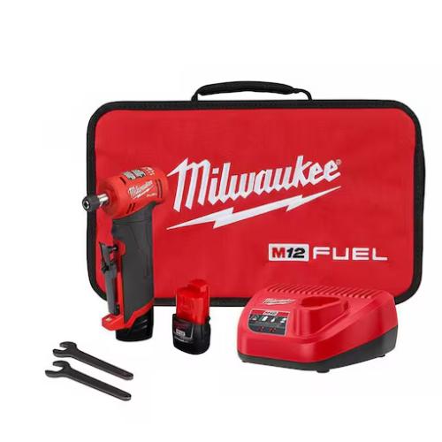 NEW! - Milwaukee M12 FUEL 12V Lithium-Ion Brushless Cordless 1/4 in. Right Angle Die Grinder Kit w/ (2) 2.0Ah Batteries